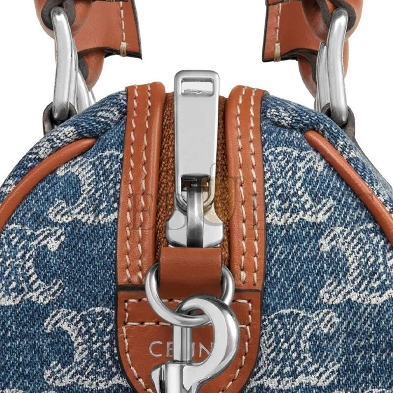 CELINE SMALL BOSTON IN TRIOMPHE DENIM AND CALFSKIN 113772FND.05DS (20*15.5*10.5cm)